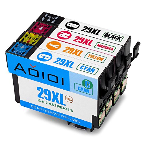 Aoioi Kompatibel Tintenpatronen Ersatz für Epson 29XL 29 (1 Schwarz, 1 Blau, 1 Rot und 1 Gelb) 4er-Pack für Epson XP-342 XP-332 XP-345 XP-442 XP-445 XP-432 XP-247 XP-335 XP-235 XP-245 XP-435 XP-330 XP-430 Patronen