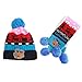 Wawoo®Baby Boys/Girls Winter Beanie Cap Childrens Warm Wool Knitting Hem Lined Fur Pom Pom Hat+ Scarf+ Mittens 3 in 1 Set for Kids 8-12M/1-2T/2-4T/4-8T