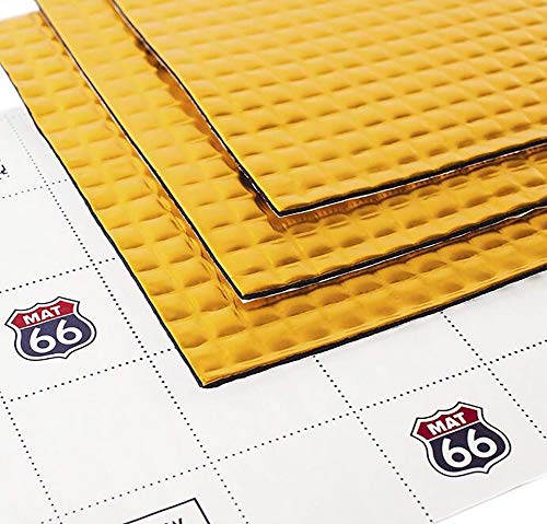 FEN&G Tapis d'isolation Acoustique en butyle pour Voitures, Isolation Acoustique de Bruit et insonorisation,Colle dorée/Noire 2 mm 82 * 46CM carrés
