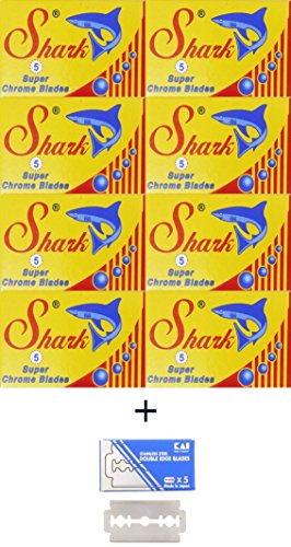 40 Shark Super Chrome Blades + 1 Free KAI Stainless Steel BIade