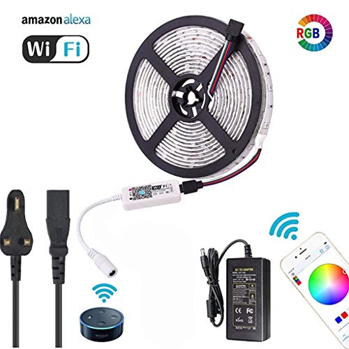 Preisvergleich Produktbild Wifi Führte Fernsehlicht-Streifen-Hintergrundbele... Wifi Steuerung 5050 Imprägniern Rgb Für Haus, Hotel, Ktv Partei, Partei, Halloween, Usw. Mit Musik-Dekoration 5 Meter,Ukplugledstrip