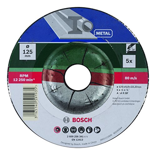 Bosch DIY Schruppscheibe Metall für Winkelschleifer (5 Stück, Ø 125 mm)