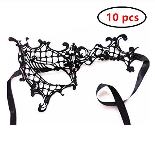 Damen Spitze sexy venezianischen Maskenspiel Karneval Party Ball Gesicht Augenmaske (#2 Black)