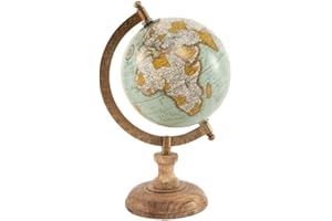 ROCKING GIFTS Globo Terráqueo Vintage 12,5 cm diametro: Explora el Mundo desde tu Escritorio. Bola del Mundo con Base, Mapa Antiguo para Decoración y Aprendizaje. Regalo Educativo para Niños y Adultos