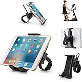 AboveTEK Universal iPhone/ iPad Bicycle Mount - Secure, Portable Smartphone and Tablet Holder for Gym Exercise Bike Treadmill Handlebar - Flexible Cradle, 360° Rotation for Adjustable Viewing Angle