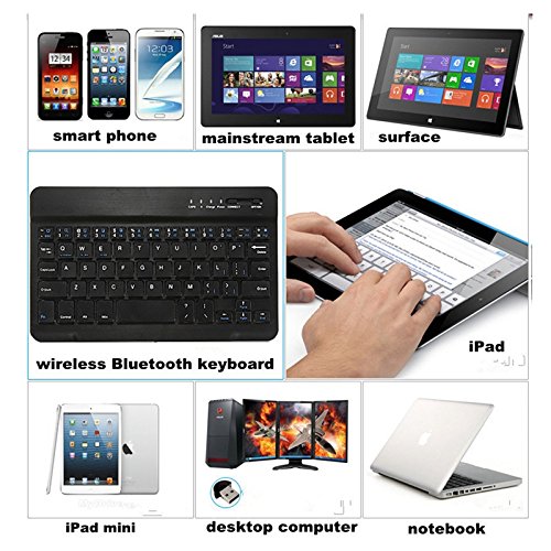 Aluminium Dünne Mini Drahtlose Bluetooth Tastatur Für Windows Android IOS Schwarz – Schwarz - 2