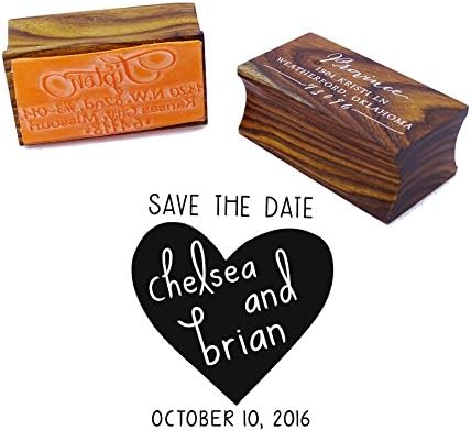 Custom Wood Mounted Rubber Stamp Personalized Round Save The Date Stamp Wedding Gift