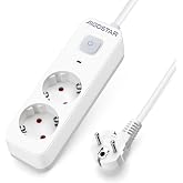Aigostar Power Strip Sockets, 2 Socket Extension with Switch, 3 Metre Cable, White