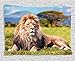Produktbild BAOQIN 60*80 Inches Unique Design Wonderful Prints Lion Tapestry, Large Jungle Beast Lying on Savannah Grass African Trees Hills Background, Decorative Tapestry for Bedroom Dorm Decor, 60 W X 40 L in