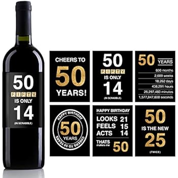 Download 50th Birthday Party Decorations 50th Birthday Wine Bottle Labels Set Of 4 Birthday Gifts For Her Ideas And Gifts Kitchen Dining Evertribehq Home Brewing Wine Making