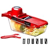 Praktisch und innovativ: Ob es darum geht, Dekorationen herzustellen, Ihren Teller zu Essen zu machen, die köstlichsten Salate zuzubereiten, Ihre Gäste zu verwundern, gesunde rohe Pasta zuzubereiten oder Ihrer Familie gesunde und frische Kartoffelchips anzubieten. Sie können alle diese Geräte schnell und effizient ausführen. Dies ist der schnellste Weg, um Ihre Kohlenhydrate, kalorienhaltigen Lebensmittel und viele gesunde Gemüsesubstitute zu ersetzen und Ihnen wertvolle Zeit und Geld zu sparen.