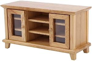 ZERODIS Miniature TV Cabinet 1/12 Dollhouse Wooden Cabinet with Open Doors, Superior Material Best Gift, Excellent Decoration, Scene Props Ornaments Accessories for Kids Pretend Play Toys