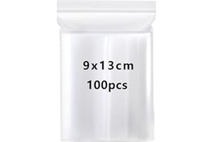 QIEERXI 9x13cm Small Plastic Bags - 100PCS Small Ziplock Bags Grip Seal Bags, Poly Zip Lock Bags Clear Bags, Resealable Mini Pouch Transparent Baggies, Sealable Storage Pouches for Jewellery Candies