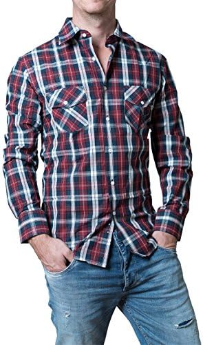 BANQERT Mens Shirt "Foxy Fella" | 100% "carbon-brushed" cotton | FAIR: incl. donation | Men leisure shirt with checks checked | Red Brown , M Medium