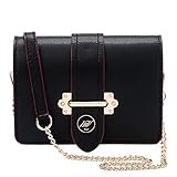 pochette metis schwarz preis Damen Schultertasche aus echtem genarbtem Leder