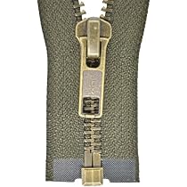 YKK Reißverschluss - 1-weg Teilbar, 75 Cm, Dunkel Olive, Metallzähne, Messingfarben
