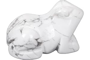 Lovionus89 White Howlite Turquoise Frog Crystal Figurine, Small Hand Carved Pocket Healing Crystal Statue Animal Sculpture 1.5 Inches