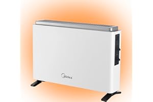MIDEA Convector Radiador Electrico Bajo Consumo | 2000W | Calefactor Electrico con Termostato Regulable, Estufa eléctrica con 3 Niveles de Potencia, Emisor Térmico con Protección de Sobrecalentamiento