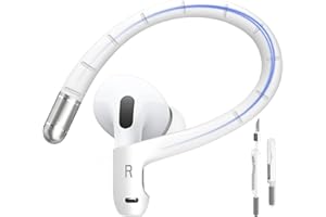 Adhiper Ganchos de Silicona para AirPods Pro y Pro 2 [Aleación de Titanio con Memoria], Ajuste Cómodo | Ganchos Deportivos Antipérdida para AirPods 4 con Correa y Bolígrafo de Limpieza (Blanco)
