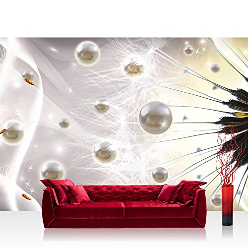 Vlies Fototapete 152.5x104cm PREMIUM PLUS Wand Foto Tapete Wand Bild Vliestapete - Pflanzen Tapete Pusteblume Perlen Fasern beige - no. 2023