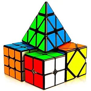 D ETERNAL Rubiks Rubix Cube 2X2 3x3 Pyraminx Triangle and Skewb Cube High Speed Magic Rubic Brainstorming Puzzle Cubes Combo Game Toy