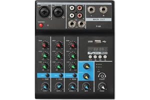 Iriisy Mini mezclador de audio profesional con canales USB inalámbrico, reproducción 48 V, alimentación fantasma para grabación PC (4 canales)