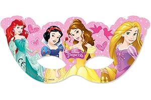 Procos 85019 - Máscaras de papel Disney Princess Dreaming, 6 unidades, rosa