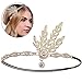 Produktbild Ouinne Damen Stirnband Art Deco, 1920s Kopfstück Flapper Haarband Blatt Kristall Perle Stirnband Halloween Motto Party Accessoires