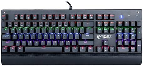X7200 Corlorful LED Backlit USB Wired Mechanical Gaming Keyboard with DIY Blue Switches,104 Keys No Conflict,Wrist Rest Black Color