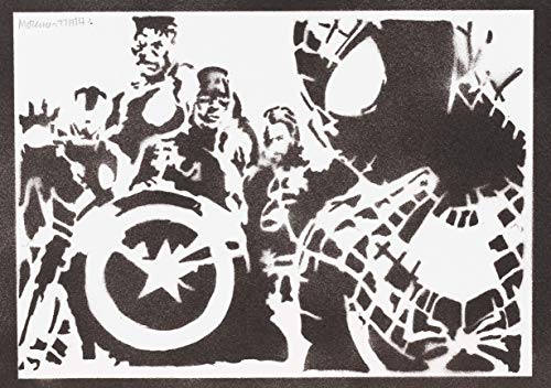 Spiderman und The Avengers Poster Plakat Handmade Graffiti Street Art - Artwork