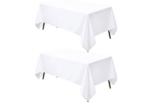 Utopia Kitchen Tovaglia Antimacchia - 152 x 213 cm (Confezione da 2, Bianco) Lavabile in Lavatrice Copritavolo - Ottimo per Feste, Eventi, Matrimoni e Ristoranti (60 x 84 pollici)