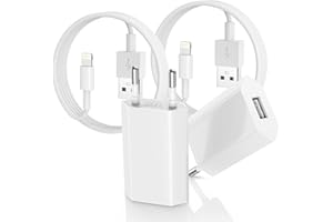 TORTOISE LOOK 【Certifié Apple MFi】Chargeur iPhone,2Pack Chargeur USB et Câble de 1M,5V/1A USB Charger Adaptateur Mural Secteur Alimentation Compatible avec iPhone 14/14 Pro/14 Pro/13/13 Pro/12/12 Pro/11/SE/X/8/iPad