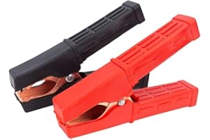 SOEWIOU Batterie De Voiture Pince Alligator, Pinces à Pinces Alligator en Cuivre pour Câbles De Démarreur De Saut Clips, Pince Crocodile Voiture Batterie pour Moteurs Essence et Diesel 12/24 V