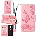 Produktbild Schutzhülle Für Lenovo Moto G4 Plus (5.5 zoll) , pinlu® Handyhülle Hohe Qualität PU Ledertasche Brieftasche Mit Stand Function Innenschlitzen Design Groß Schmetterling Rosa