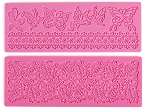 SunJas 3D Edge Silicone Cookie Cutters with Flower Motif for Marzipan Fondant Set of 2
