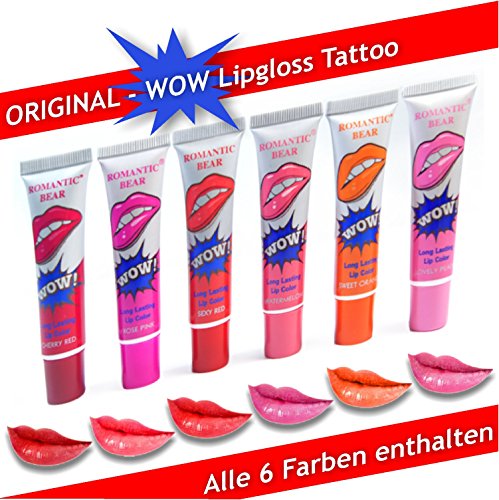 Original ROMANTIC BEAR Peel off Lipgloss / Alle 6 Farben / Langanhaltendes und wasserfestes Lippentattoo