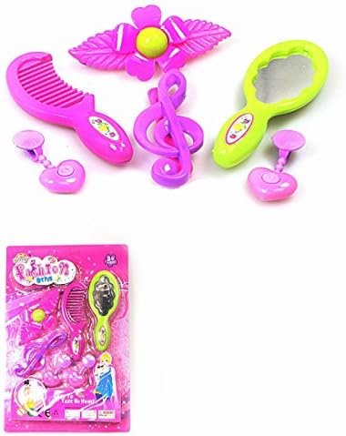 HKM Girls Pretend Play Jewel HAIRDRESSING SET - Mirror, Comb, Earrings &amp; Hair Clips &amp; Wooden Bracelet Watch