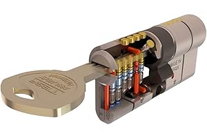 Tesa Assa Abloy Cilindro de Alta Seguridad, Llave - Leva Larga, Niquelado, 30x30 mm