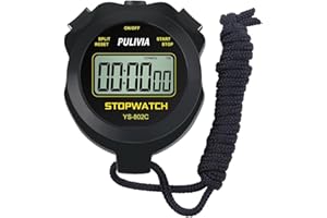 Digital Stopwatch Timer Only Stopwatch Mode, ON/OFF No Bell No Whistle Silent Basic Operation Children Friendly, PULIVIA Sport Stop watch for Coaches Kids Swimming Running, Black