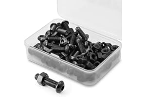 MINHER (40 Ensemble) M6 x 16mm Vis à tête bombée avec six pans creux et écrous Filetage complet en Acier au Carbone 10,9(Noir)