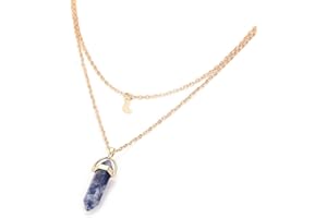 Routefuture Collier Femme Multicouche Irrégulier Cristal Pendentif, Bijoux Chaîne Cadeau pour Filles, Dames, Amie, Maman