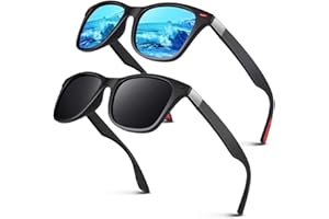 LINVO Gafas de Sol Hombre Mujer Polarizadas Ligeras TR90 Clásicas Rectangulares 100% Protección UV400 Conducir Pesca Gafas