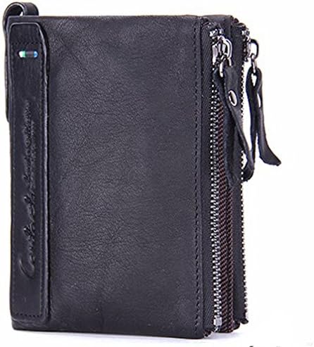 Leather Wallet,Card Wallet Black Card Holder Cow Leather Wallet with Coin Pocket Casual Fashion Removeable 90g Polyester Lining Leather Wallet for ID Card Credit Card Coin Cash Black CX12