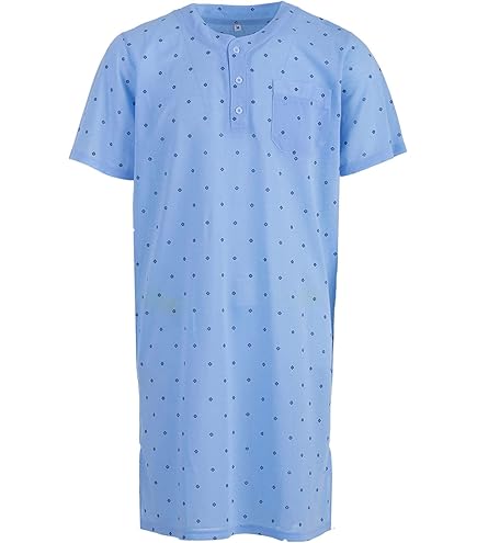 Camicia Da Notte Uomo Cotone - Pigiama Comodo Maniche Corte Lunghezza Ginocchio - Foto 6