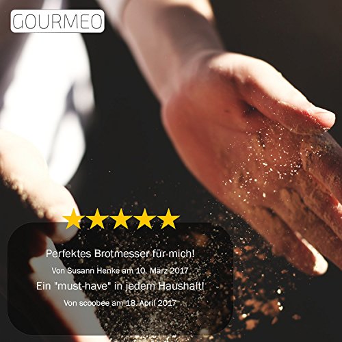 GOURMEO Premium Brotmesser mit Holzgriff und Spezialwellenschliff | 2 Jahre Zufriedenheitsgarantie | Brotsäge, Konditorsäge, Küchenmesser, scharf, Echt-Holz Griff vernietet - 5