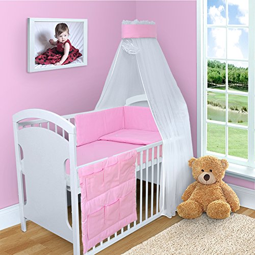 5 PCS 120x60 140x70 cm BABY BEDDING SET QUILT DUVET COVER PILLOW CASE BUMPER FOR COT STRAIGHT (To fit cot 120x60 cm, Pink)