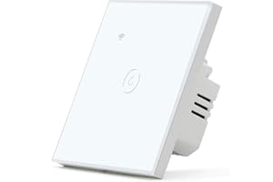 BSEED Interruptor Inteligente Interruptor Pared Wifi Funciona Con Tuya/Alexa/Google Vidrios Blanco 1 Gang 1 Vía(Solo WIFI de 2,4 GHz, Se Requiere Cable Neutro)