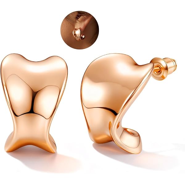 MILACOLATO 6 Paia Set Orecchini Cerchio Oro per Donna Orecchini Goccia Grossi Confezione Multipla Ipoallergenico, Orecchini Spessi Oro Rosa Argento Ipoallergenico Set di Gioielli