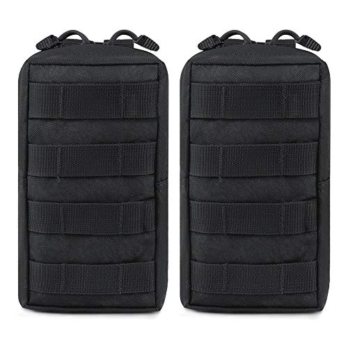 HX OUTDOORS 2er Molle Gürteltasche Multifunktional Taktisch Hüfttasche Beutel Utility Pouch Wanderausrüstung-Dienstprogramm Handy Camping Wandern und Reisen (Schwarz 2er 124)