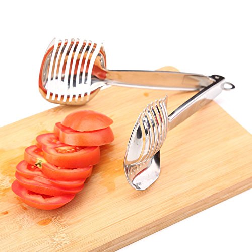 Beste Utensilien Tomatenschneider Zitronenschneider 18/8 Edelstahl Mehrzweck Runde Fruchtzangen Zwiebelhalter Einfache Scheiben Kiwi Früchte & Gemüse Werkzeuge Küche Schneidhilfsmittel, Spülmaschine Safe - 9